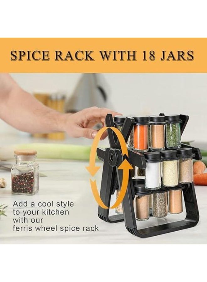 Kitchen spice rack organizer, 360-degree rotating spice rack with 18 jars, multi-functional kitchen spice rack - Image 4